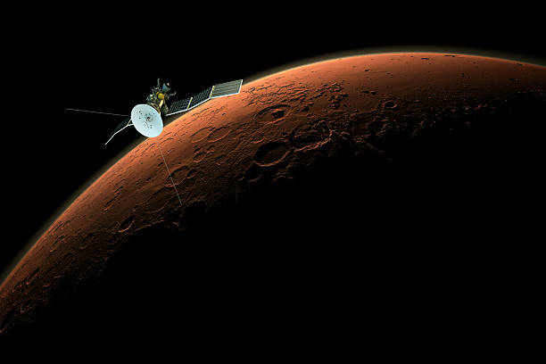 modern satellite orbiting over mars "Elements of this image furnished by NASA"